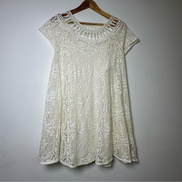 Free People Holy Mountain Mini
Floral Crochet Dress Ivory 
Cottagecore Coquette - Picture 3 of 13